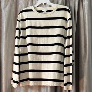 H&M Cream and Black Striped Tee